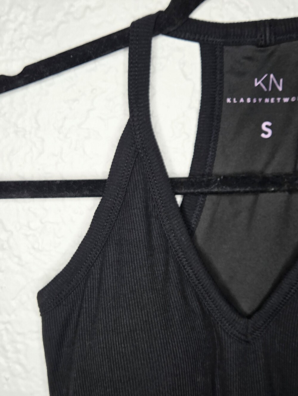 Klassy Network Black Ribbed Strappy Racerback Tank Top W CB Size Small NwT Brami - Picture 3 of 16